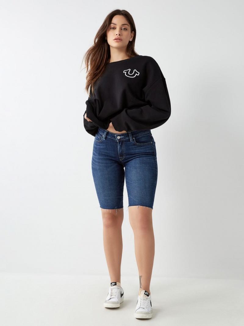 Short True Religion Riley Knee Femme Bleu | DOZ-55168875